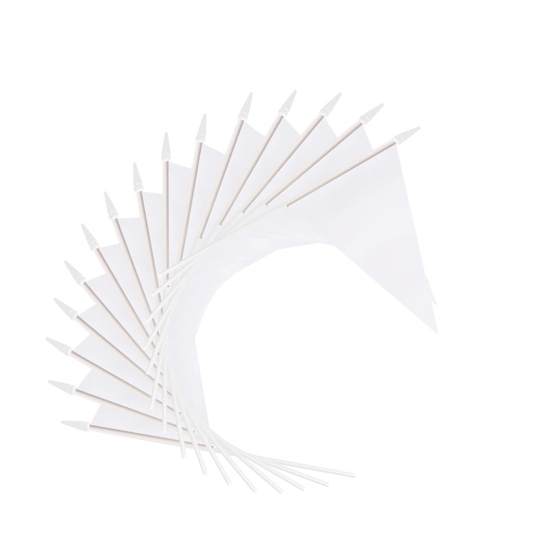 12 Pack White Pennant Flags Small Mini Hand Held Solid