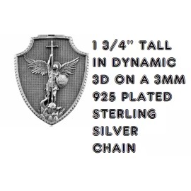 Fashion Jewelry ANGEL PRAY FAITH PROTECT BLESS ST MICHAEL PROTECTION Charm 925 Silver 26" Chain