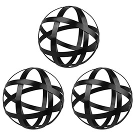 YiYa - Juego de 3 esferas Decorativas Negras, decoración de Bola de Metal para Sala de Estar, recámara, Cocina, Oficina, decoración de Mesa para Mesa de Centro y computadora