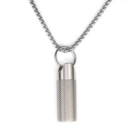 Small Pill Box Titanium Pill Fob Necklace Nitro Mini Waterproof Pill Holder Lightweight Survival Case Keychain Pill Case Necklace for Men & Women Stocking Stuffers Christmas Gifts