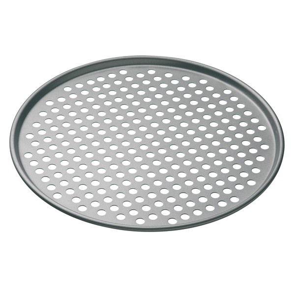 MasterClass 32 cm Perforated Pizza Tray with PFOA Non Stick, Robust 1 mm Thick Carbon Steel