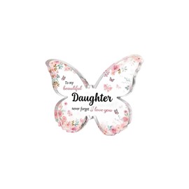 DWUENT Butterfly Acrylic Plaque for Daughter - 10x7.5cm Inspirational Keepsake, Birthday & Graduation Gifts with Engraved Quotes, Daughter Gifts from Mum Dad