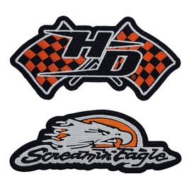 Patch Force USA Racing Flag Screamin Eagle Patch 2pc Bundle - Iron on Sew on B084