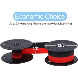 Bigger Replacement for Porelon 11216 Universal Twin Spool Calculator Ribbon for Nukote BR80c, Sharp EL-1197PIII, Dataproducts R3027, Casio DR-210R, Canon MP11DX MP25DV, Black and Red, 3 Pack