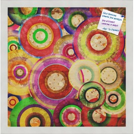 PinPix decorative pin cork bulletin board made from self-healing canvas, Psychedelic Retina Disc printed at 16x16 Inches and framed in Satin White Frame(WOM59504)