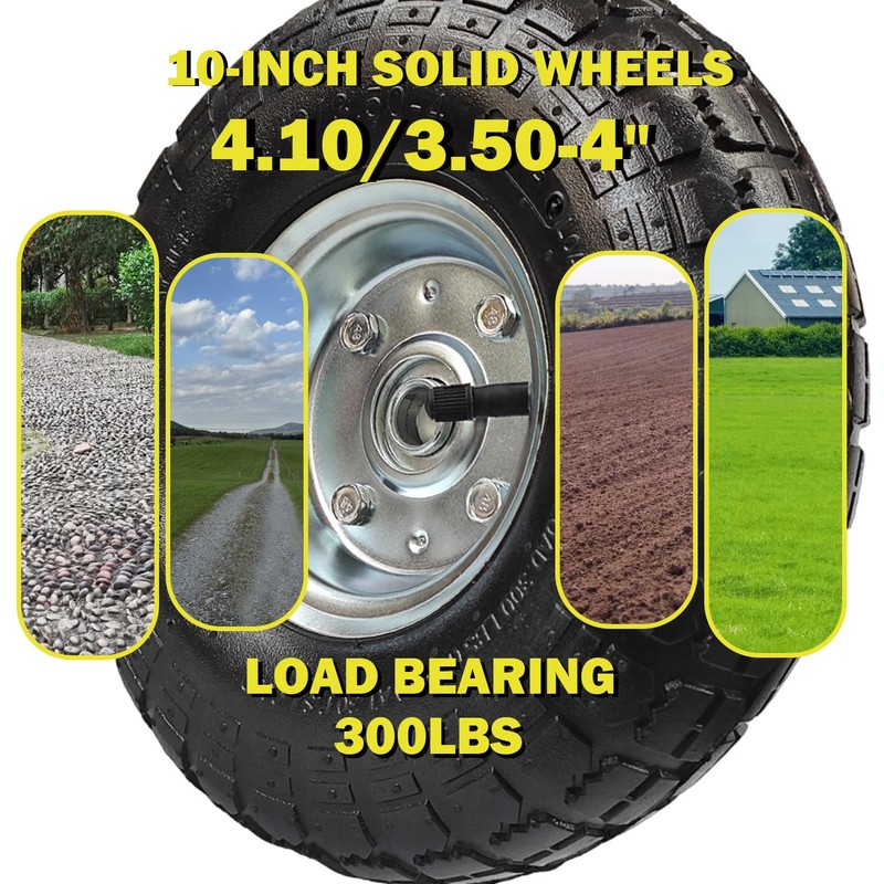 EAGWON 10" Heavy Duty 4.10/3.50-4 Pneumatic Tires & Wheel Set