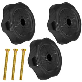 MOFIT 3 Sets Black RV Window and Vent Knob, 1" Shaft Camper Replacement Hardware Parts with Screws, Plastic 2-1/4" Diameter Trailer RV Window Latch Knob Accessories