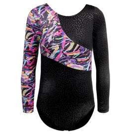 HOZIY Leotards for Girls Child Gymnastics Long Sleeve Colorful Ribbons 9-10 Years Old