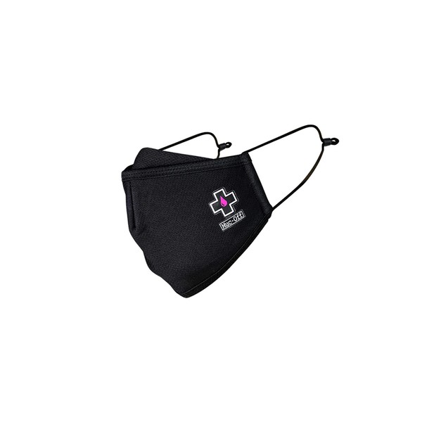 Muc-Off 20269 Black Reusable Face Mask, Large - Adjustable Face Covering With Mid-Layer Filter - Washable Up To 20 Times