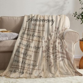 kampdream Gift for Anniversary, 50"x60" Throw Blanket -Inspirational Word Meaning Days Christmas Love's Gifts Bedding Sofa Couch Soft Flannel, Vintage Beige