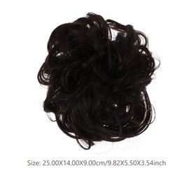 Minkissy Messy Hair Bun Hair Scrunchies Extension Curly Wavy Messy Synthetic Chignon Easy Bun Ponytail Hair Pieces for Women Updo Hairpiece Brown Black