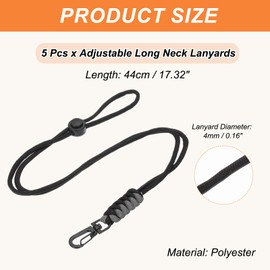 PATIKIL 44cm Neck Lanyard with Hook, 5 Pcs Adjustable Long Neck Strap Lanyard Badge Lanyard for ID Badges Holder Keys USB Keychain USB Office, Light Grey
