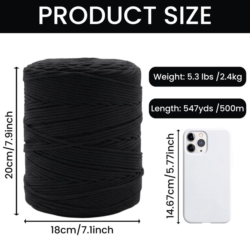FMLIUY 547 Yards Macrame Cord String for Crafts Cotton Twine