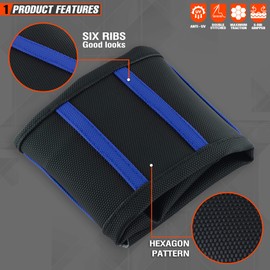 fewfuss Universial Dirt Bike Seat Cover - Soft Ribbed Rubber Seat Covers for Motorcross Enduro Blue