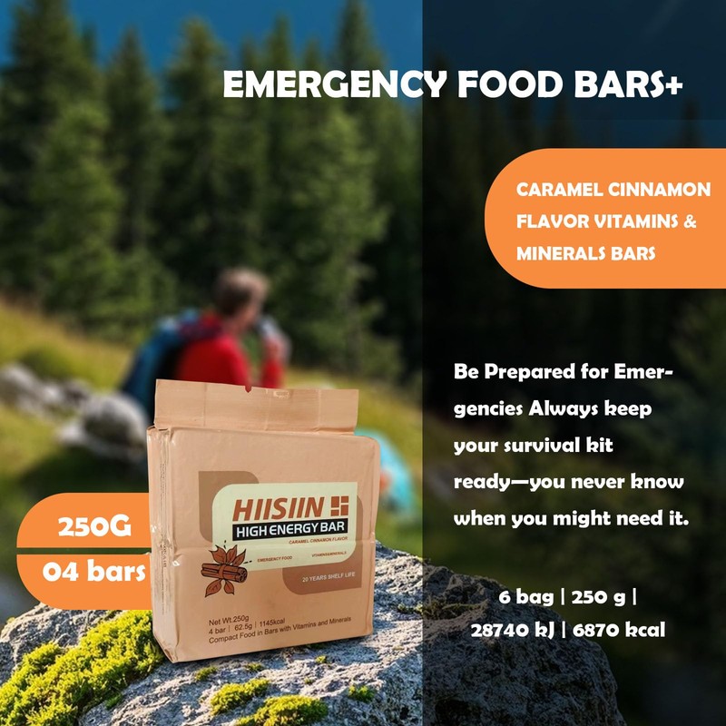 20 years shelf life！Emergency Food Supply 6 Pack,Caramel Cinnamon High