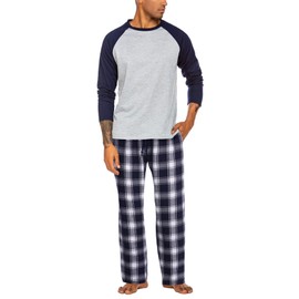 Ekouaer Mens Pyjamas Traditional 2 Piece Pjs Loungewear Sleepwear Long Sleeve, Navy, L