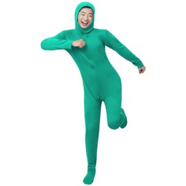 Formemory Zentai Costume, Cosplay, Open Face, Costume, Stretch, Face, Disguise, Stretchy, Kigurumi, Fun, Costume, Halloween, Costume, School Festival, Welcome Party, Cultural Festival (Green, M)