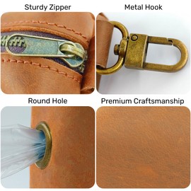 HIFA Genuine Leather Dog Poop Bag Holder, Poop Bag Holders for Leashes - Soft Touch Rustic Leather, Metal Clips and Easy Access to Pet Waste Bags- Dog Poop Bag Dispenser for Outdoor Walking