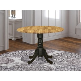 East West Furniture DMT-NBK-TP Dublin Modern Dining Table - a Round Kitchen Table Top with Dropleaf & Pedestal Base, 42x42 Inch, Natural & Black