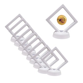 10PCS Coin Display case, 3D Floating Display Box That can Display Jewelry, Accessories, Rings and Bracelets (White)