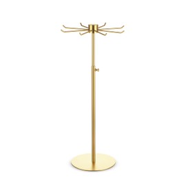 bjewego Spinning Jewelry Display Stand - Rotating Keychain Display Stand - Adjustable Height Jewelry Organizer - Countertop Jewelry Display Display Stands for Vendor Events (Brushed Gold, 1 Pack)