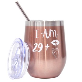 BOKALAKA 30th Birthday Women, 30th Birthday Gift For Women, Stainless Steel Wine Cup Gifts 30th Birthday Woman, 29+1 Birthday Gift (350ml、12oz)