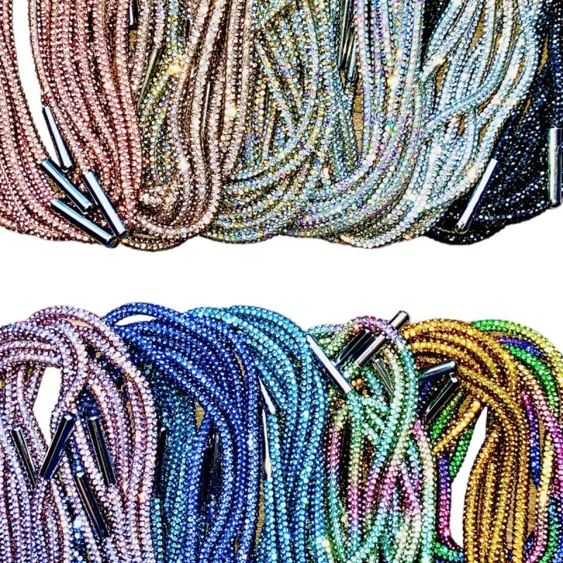 KFMX Agujetas Circular Diamantes Piedras 1.2m Tenis Zapatos