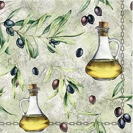 20 Napkins Black Olives on Leaves | Olive | Food | Mediterranean | Table Decoration | Decoupage | Decoupage | Decoupage | Decoupage | 33 x 33