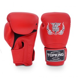 Top King Super Air Breathable Leather Gloves Muay Thai Boxing Gloves for Training or Sparring - Red, 8oz
