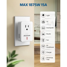 DEWENWILS Wireless Light Switch, 100 FT RF Signal, Remote Control Outlet Switch with Magnetic Base, Compact & Expandable, 15A/1875W Wireless Remote Switch for Indoor Lighting, Fan, Charger, FCC Listed