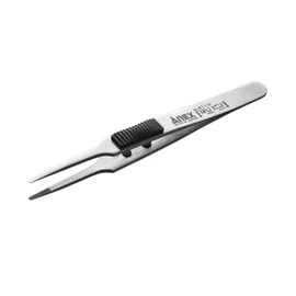 ANEX Stainless Steel Tweezers with Rubber Grip, 4.7 inches (120 mm), Round Tip, Standard Straight No. 211-H [Uneven Grabs and Even Fine Parts]