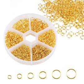 Jump Rings Stainless Steel Jump Rings Silver 3-8 mm, Split Rings Jewellery Making, 1050 Pieces Metal Jump Rings Set, Repair Chain Rings Jewellery, DIY Jump Rings for Necklace Bracelets (Gold)