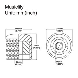 Musiclily Pro Metric Steel Tele Style Knob Dome Knobs for Import Fender Telecaster Electric Guitar / Precision Bass Chrome (Set of 2)