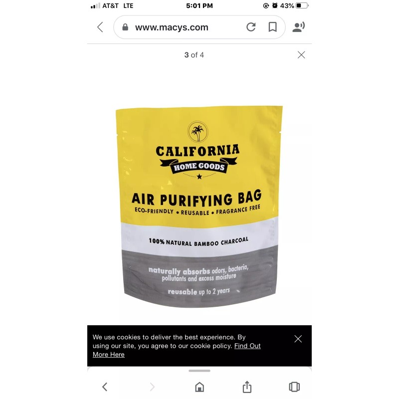 California Air Purifying Charcoal Bags 4 Count. 1351 - 1354