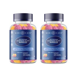 GeriCare Antacid with Vitamin D Gummies, Fruit Flavor – 50 Count, Non-GMO, Gluten-Free, Vegan, Naturally Sourced for Heartburn, Upset Stomach & Acid Indigestion Relief (Pack of 2)