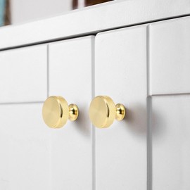 WIGUROE 10 Pcs Drawer Handles, Gold Cabinet Knobs, Brass Door Handles for Dressers, Wardrobes, Cabinets and Other Furniture, 3.1 x 2.6 cm