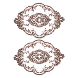 sourcing map 2Pack Retro Lace Placemat 12x17-in Oval Embroidered Table Place Mats French Crochet Doilies Coasters Cup Mat for Home Wedding, Coffee