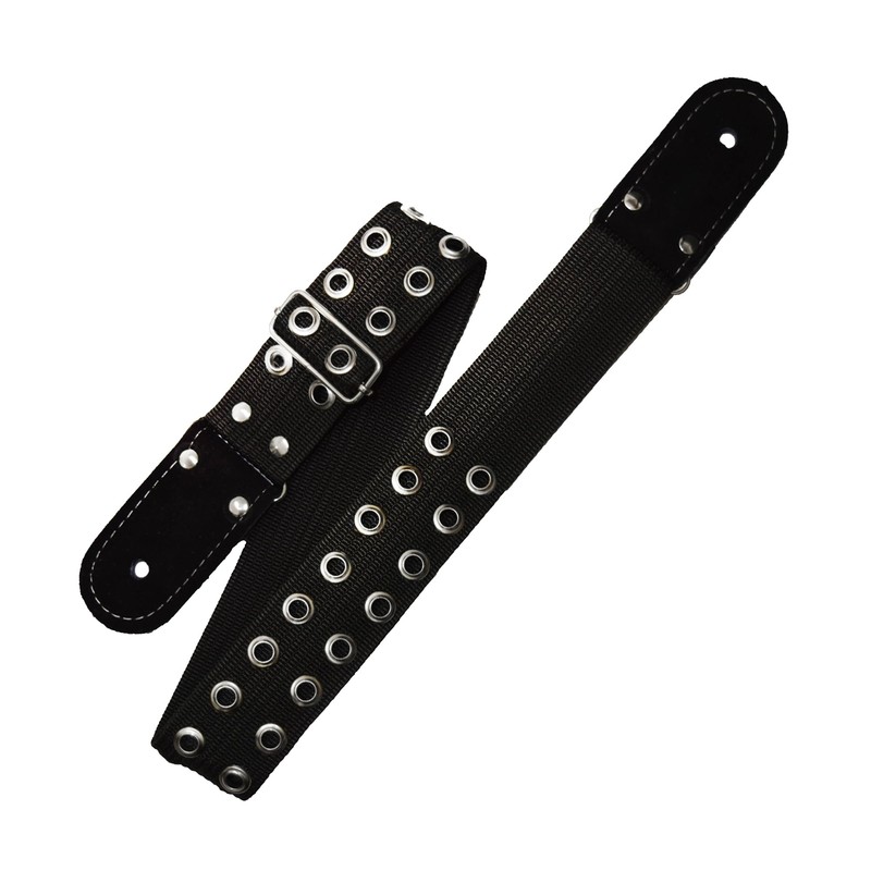 KIDAM Punk Rock Black Guitar Strap. Adjustable, Heavy-Duty Leather Ends.