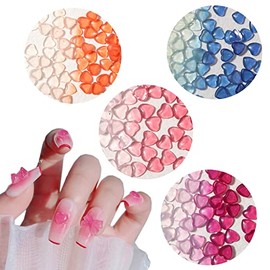 3D Heart Nail Charms for Acrylic Nails 3D Resin Light Change Nail Decals Heart Rhinestone Nail Art Design Acrylic Nail Art Supplies for Women Girls DIY Nail Decorations Manicure Tips (80PCS)