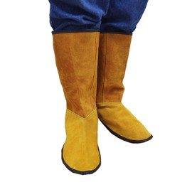 Cowhide Welding Shoe Cover, One Size Fits Most, Attaches with Shoes and Fastens with Velcro Closure, Length 10.6 inches (27 cm), Cowhide Leather, Yellow, J2354