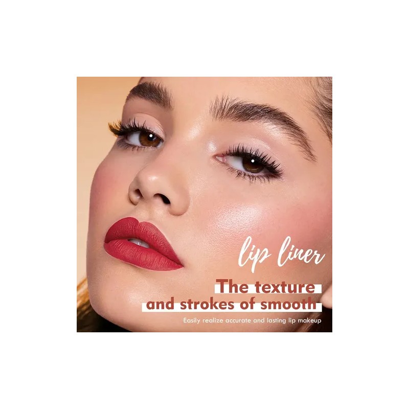 6pcs Juego Delineador Wooden Lip Pencil Labios Impermeable