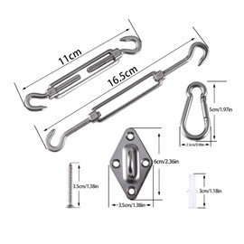 SBRRAIL Shade Sail Hardware Kit, M5 Sun Shade Turnbuckle Hook and Hook, 4PCS Heavy Duty Stainless Steel Turnbuckle for Garden Shade Sail,Cables Wire, Clothes Line Tensioners