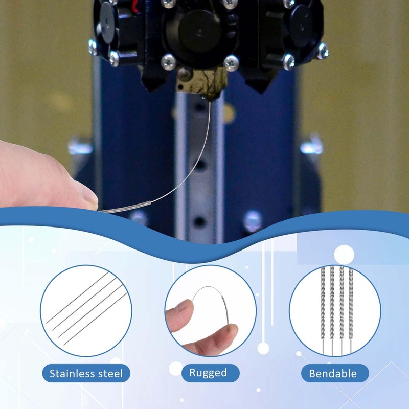 Lnngub 50 Pieces 3D Printer Nozzle Cleaning Kit, 0.4 mm