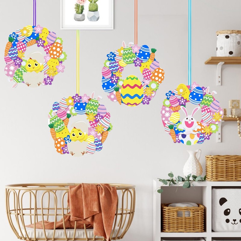 Easter Wreaths For Front Door,8Pcs DIY Artificial Spring Easter Wreath