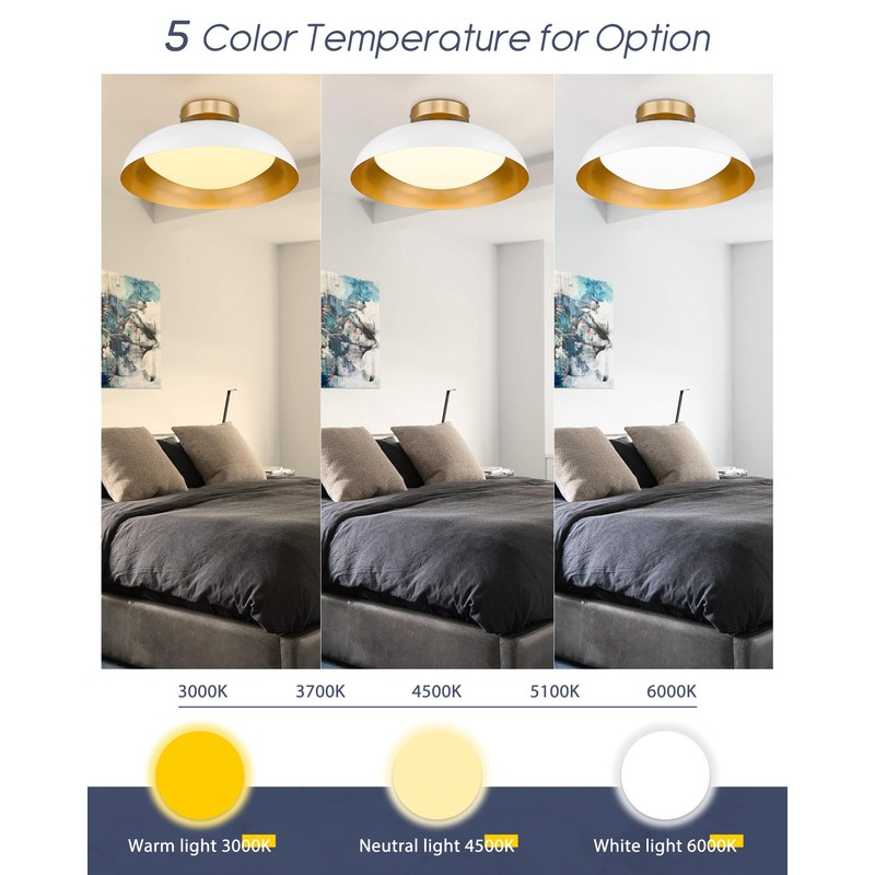 kudos Flush Mount Light Fixture, 16-inch LED Ceiling Light Fixture,