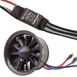 Flycolor EDF 64mm 3500KV 4S RC Jet Plane 11 Blade Duct Fan with Brushless RC Motor with ESC 50A (2~4S) Balance Tested