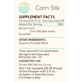 Corn Silk B60 Alcohol-Free Herbal Extract Tincture, Concentrated Liquid Drops Natural Corn Silk (Zea Mays) Dried Silk (2 fl oz)