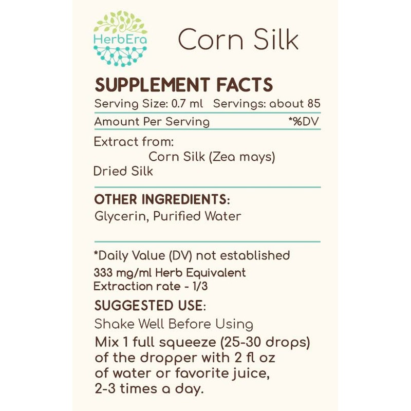Corn Silk B60 Alcohol-Free Herbal Extract Tincture, Concentrated Liquid Drops