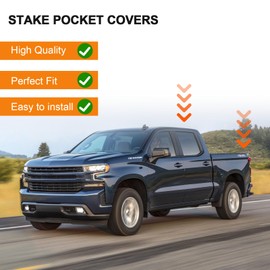 Bed Rail Stake Pocket Covers Fit Chevy Silverado/GMC Sierra 1500(2019-2024),for 2020-2024 GMC Chevy Silverado/GMC Sierra 2500/3500HD,Truck Stake Hole Caps Plugs Fit Chevy Silverado 1500 Accessories