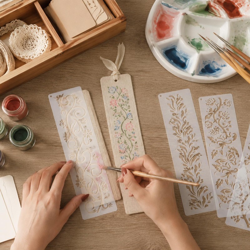 12Pcs Floral Border Stencils for Painting, Craft Paint Template 12